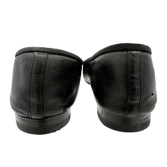 Chanel CC Cap Toe Black Leather Ballet Flat Shoes Size 38 US 7-7.5 - Picture 6 of 11